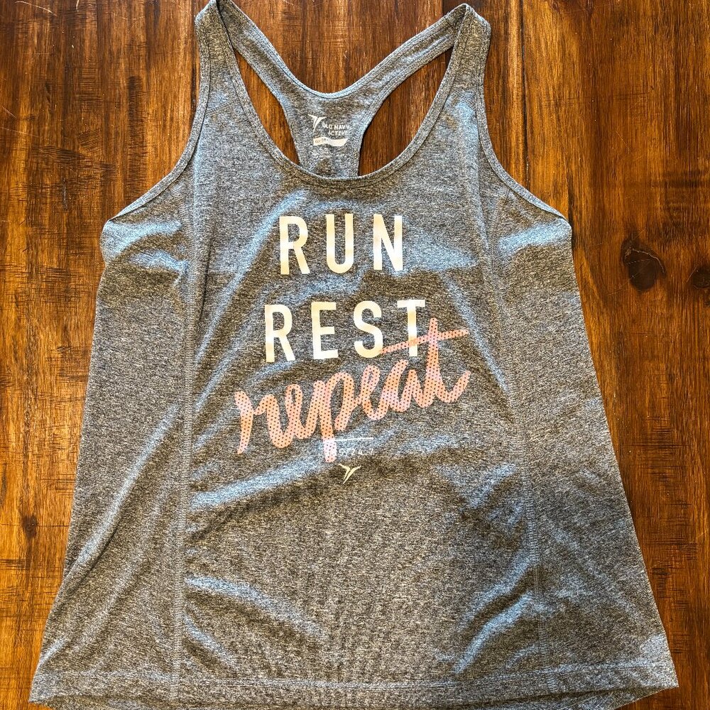 Old Navy Athletic Tank Top Run, Rest, Repeat Size Small